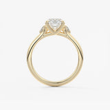 Elongated Cushion Three Stone Lab Grown Diamond Engagement Ring