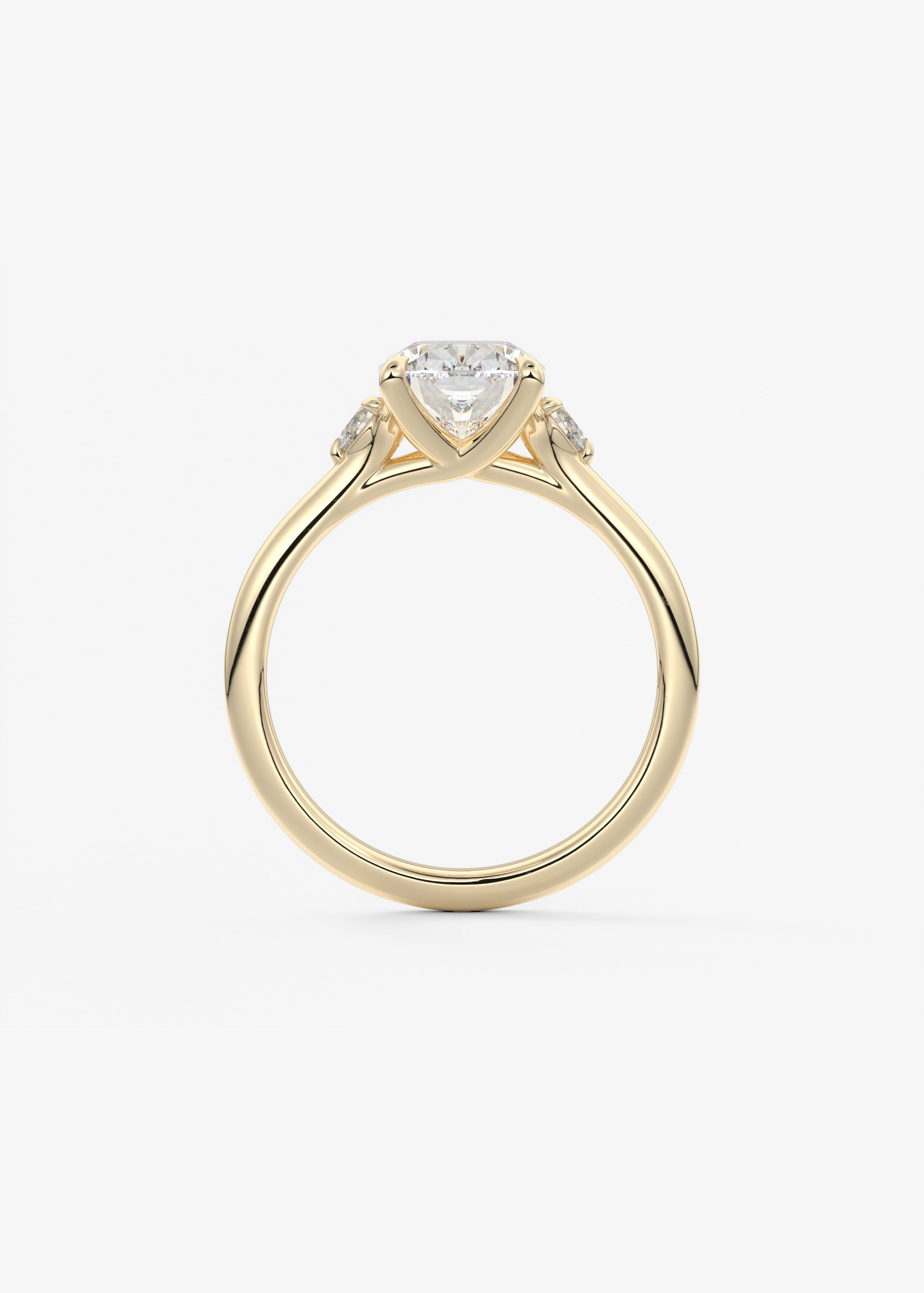 Elongated Cushion Three Stone Lab Grown Diamond Engagement Ring