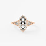 Marquise Three Stone Bezel Lab Grown Diamond Engagement Ring