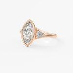Marquise Three Stone Bezel Lab Grown Diamond Engagement Ring