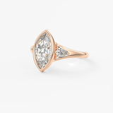 Marquise Three Stone Bezel Lab Grown Diamond Engagement Ring