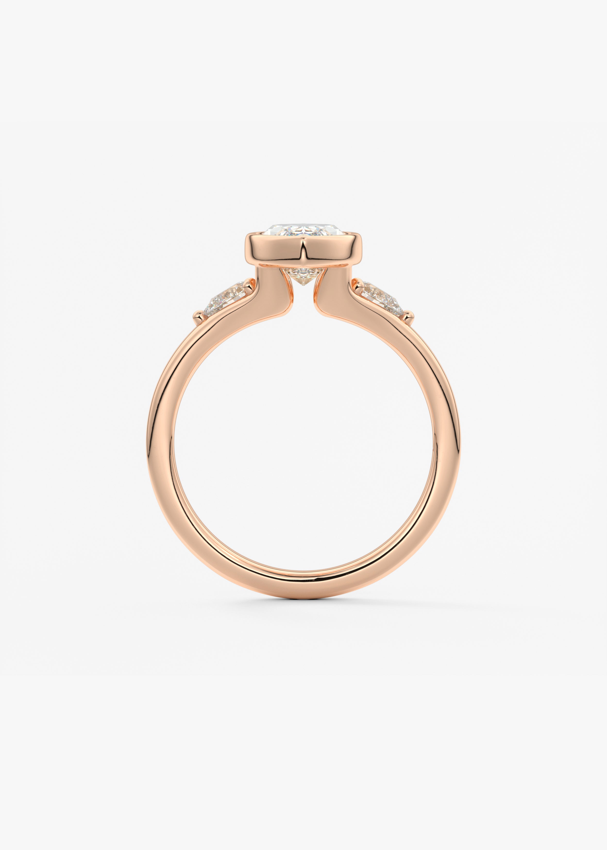 Marquise Three Stone Bezel Lab Grown Diamond Engagement Ring