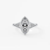 Marquise Three Stone Bezel Lab Grown Diamond Engagement Ring