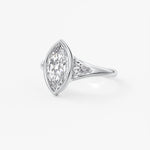 Marquise Three Stone Bezel Lab Grown Diamond Engagement Ring