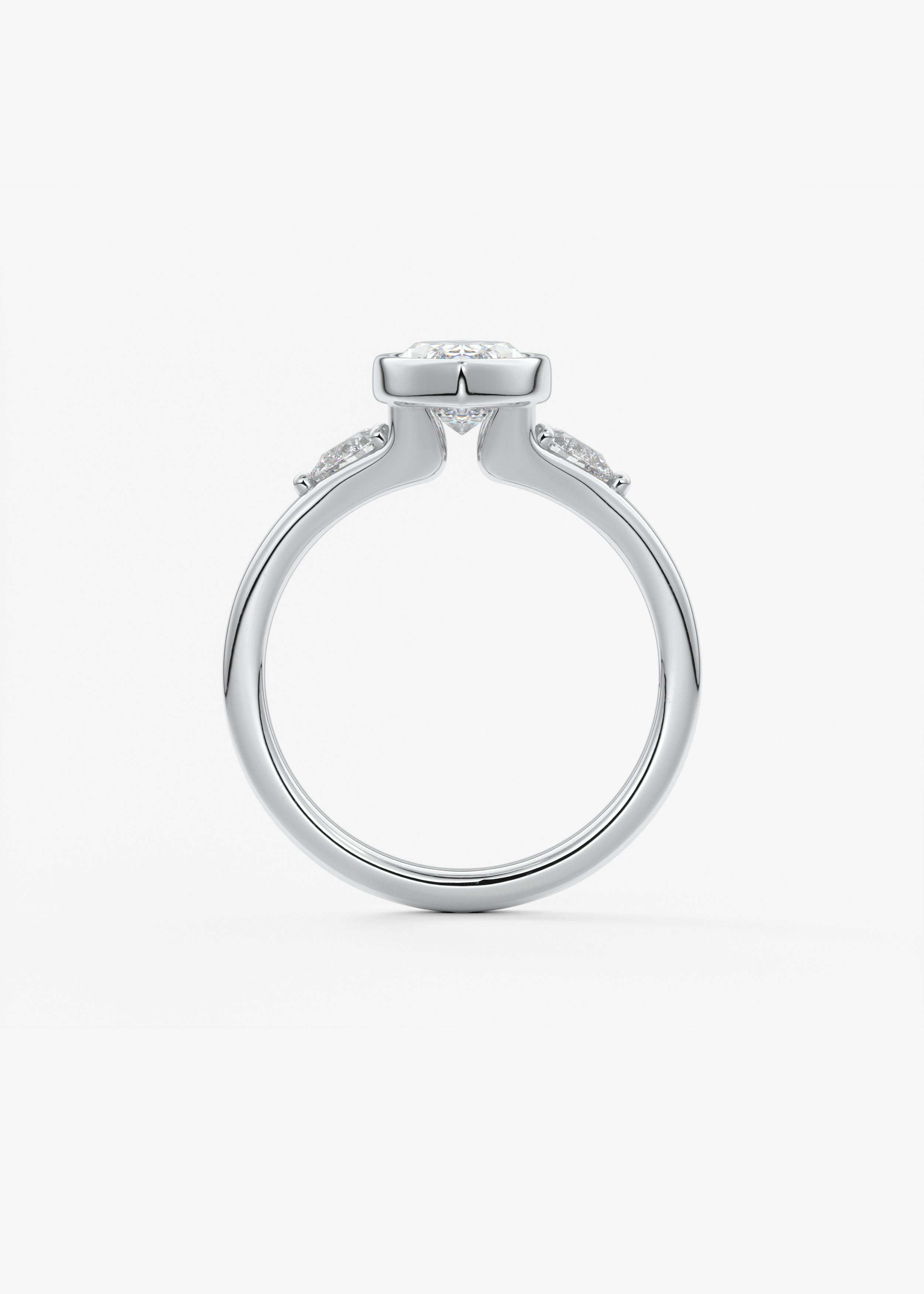 Marquise Three Stone Bezel Lab Grown Diamond Engagement Ring