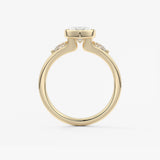 Marquise Three Stone Bezel Lab Grown Diamond Engagement Ring