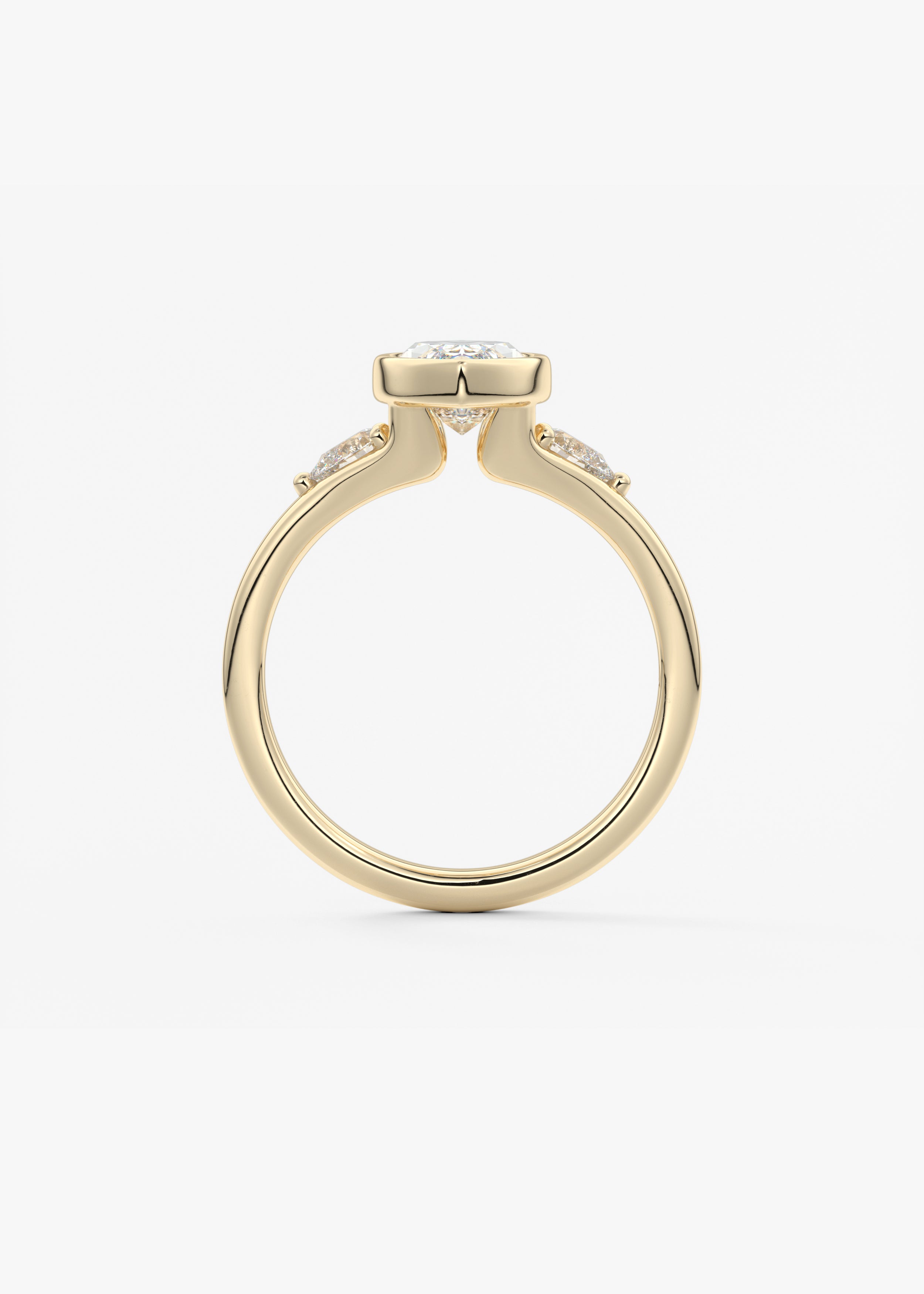 Marquise Three Stone Bezel Lab Grown Diamond Engagement Ring