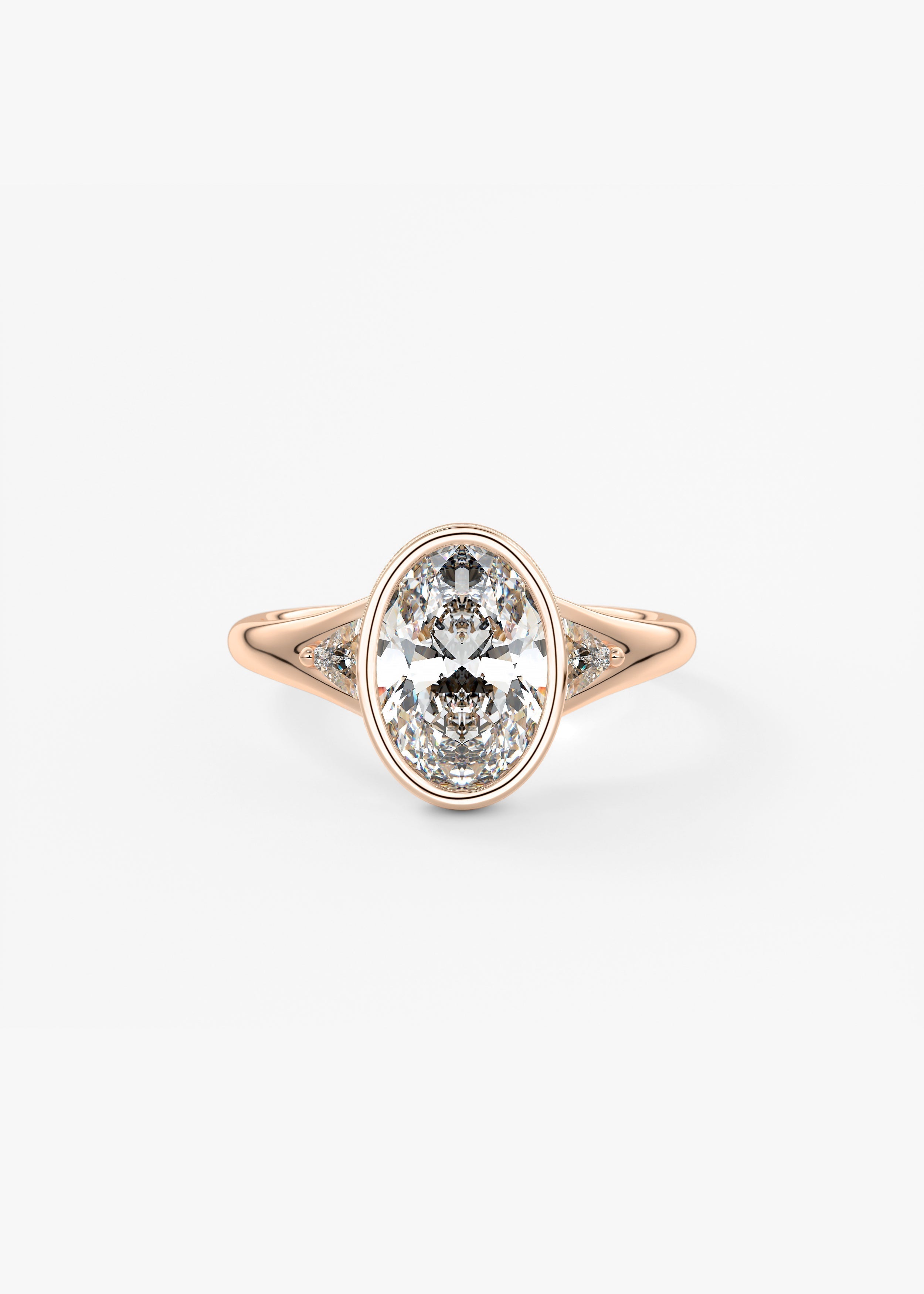 Oval Three Stone Bezel Lab Grown Diamond Engagement Ring