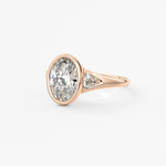 Oval Three Stone Bezel Lab Grown Diamond Engagement Ring