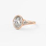 Oval Three Stone Bezel Lab Grown Diamond Engagement Ring