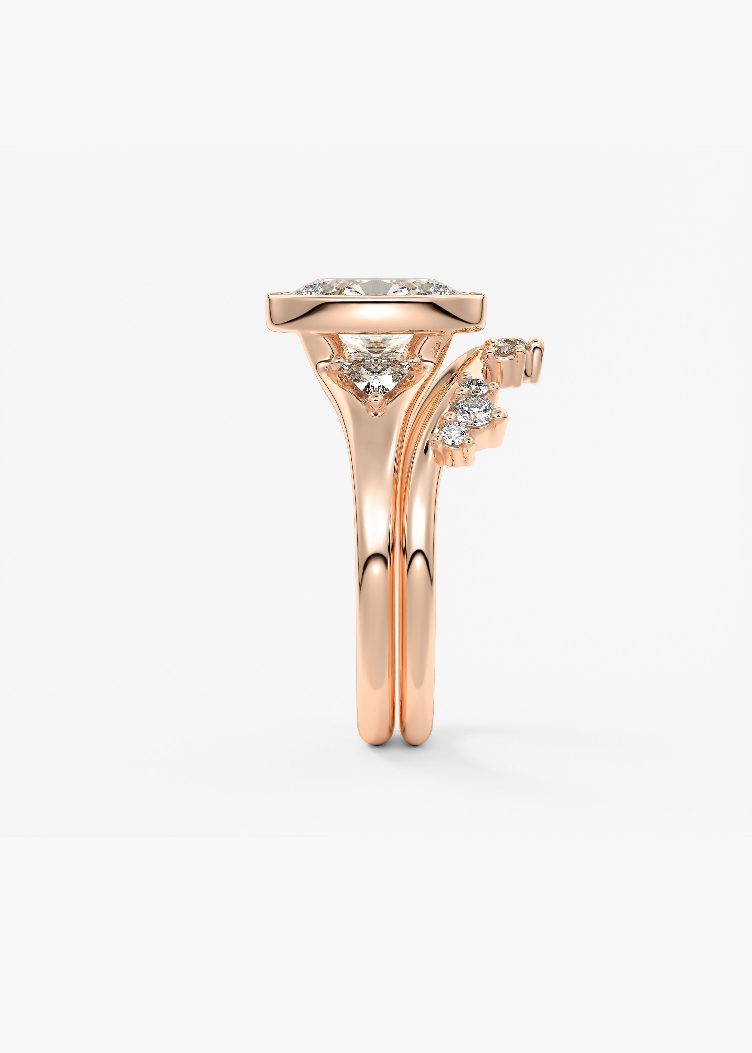 Oval Three Stone Bezel Lab Grown Diamond Engagement Ring