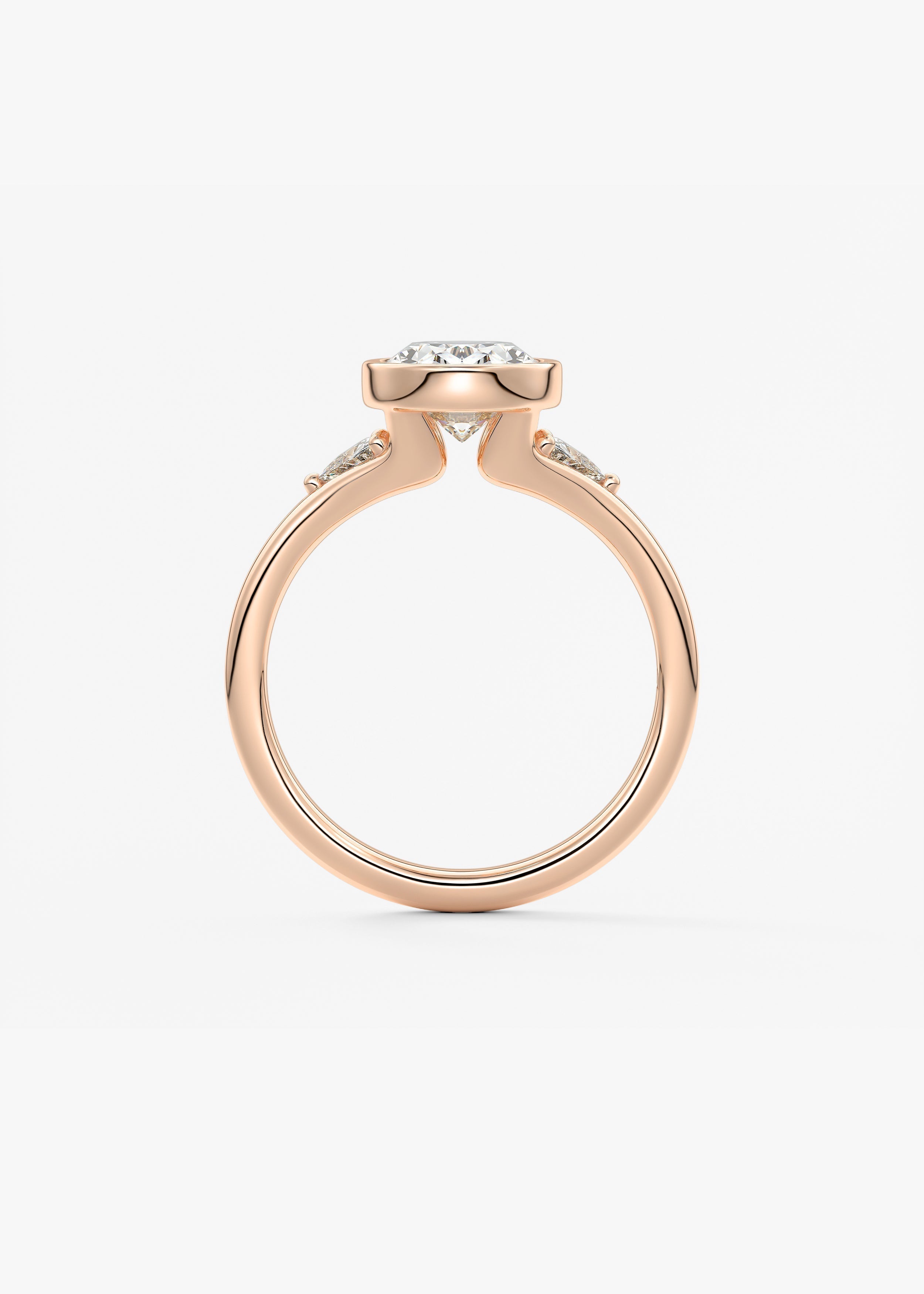 Oval Three Stone Bezel Lab Grown Diamond Engagement Ring