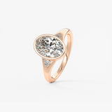 Oval Three Stone Bezel Lab Grown Diamond Engagement Ring