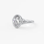 Oval Three Stone Bezel Lab Grown Diamond Engagement Ring