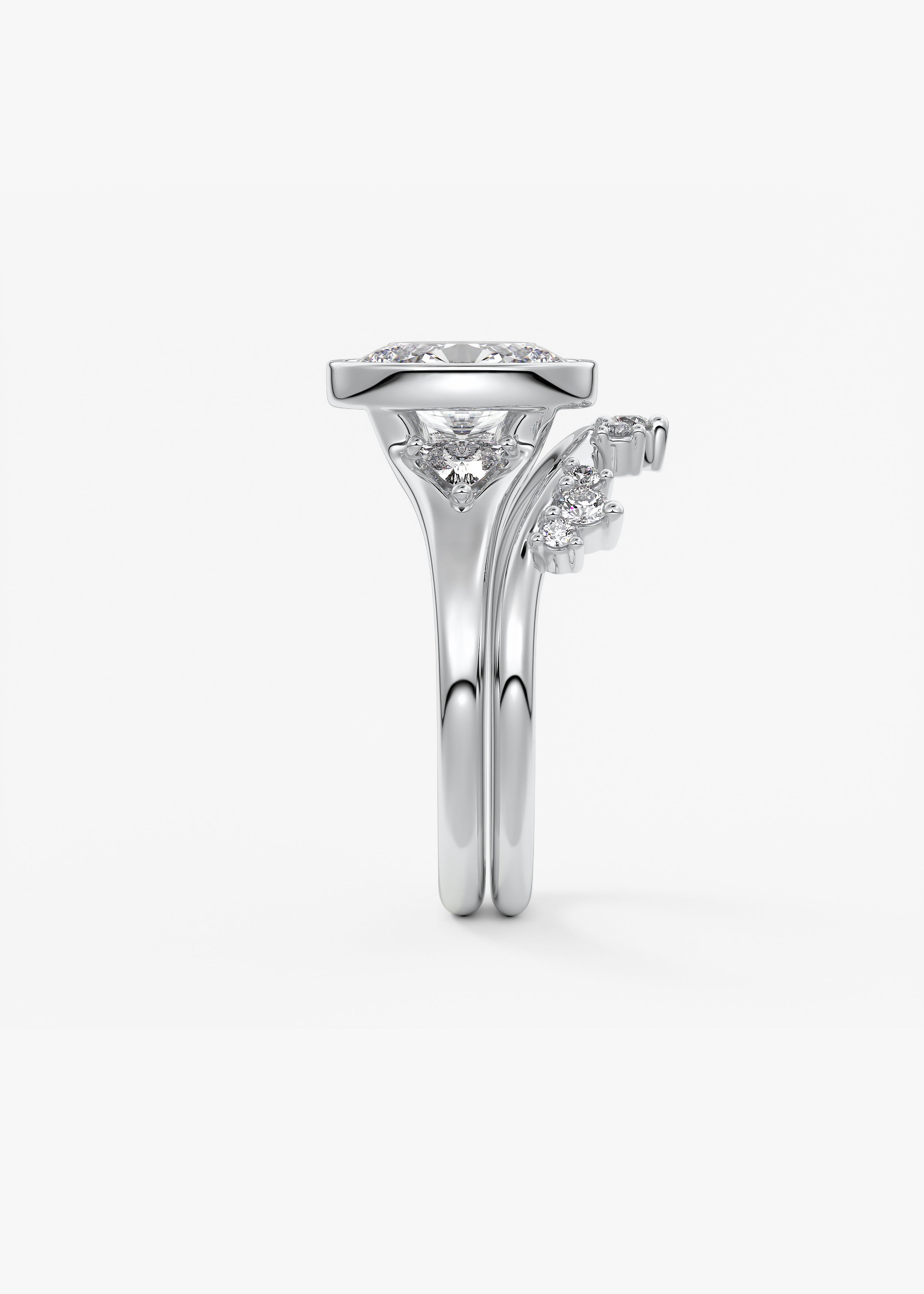 Oval Three Stone Bezel Lab Grown Diamond Engagement Ring