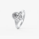 Oval Three Stone Bezel Lab Grown Diamond Engagement Ring