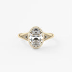 Oval Three Stone Bezel Lab Grown Diamond Engagement Ring