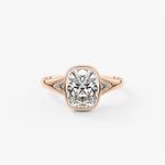 Elongated Cushion Three Stone Bezel Lab Grown Diamond Engagement Ring