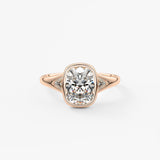 Elongated Cushion Three Stone Bezel Lab Grown Diamond Engagement Ring