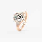 Elongated Cushion Three Stone Bezel Lab Grown Diamond Engagement Ring