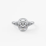 Elongated Cushion Three Stone Bezel Lab Grown Diamond Engagement Ring