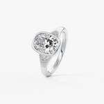 Elongated Cushion Three Stone Bezel Lab Grown Diamond Engagement Ring
