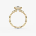 Elongated Cushion Three Stone Bezel Lab Grown Diamond Engagement Ring