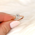 Stunning 0.75 CT Round Moissanite Engagement Ring With Bezel Design 9