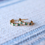 0.54 TCW Round Emerald Lab Made Diamond-May Birthstone Hoop Earrings 6