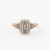 Emerald Cluster Bezel Lab Grown Diamond Engagement Ring