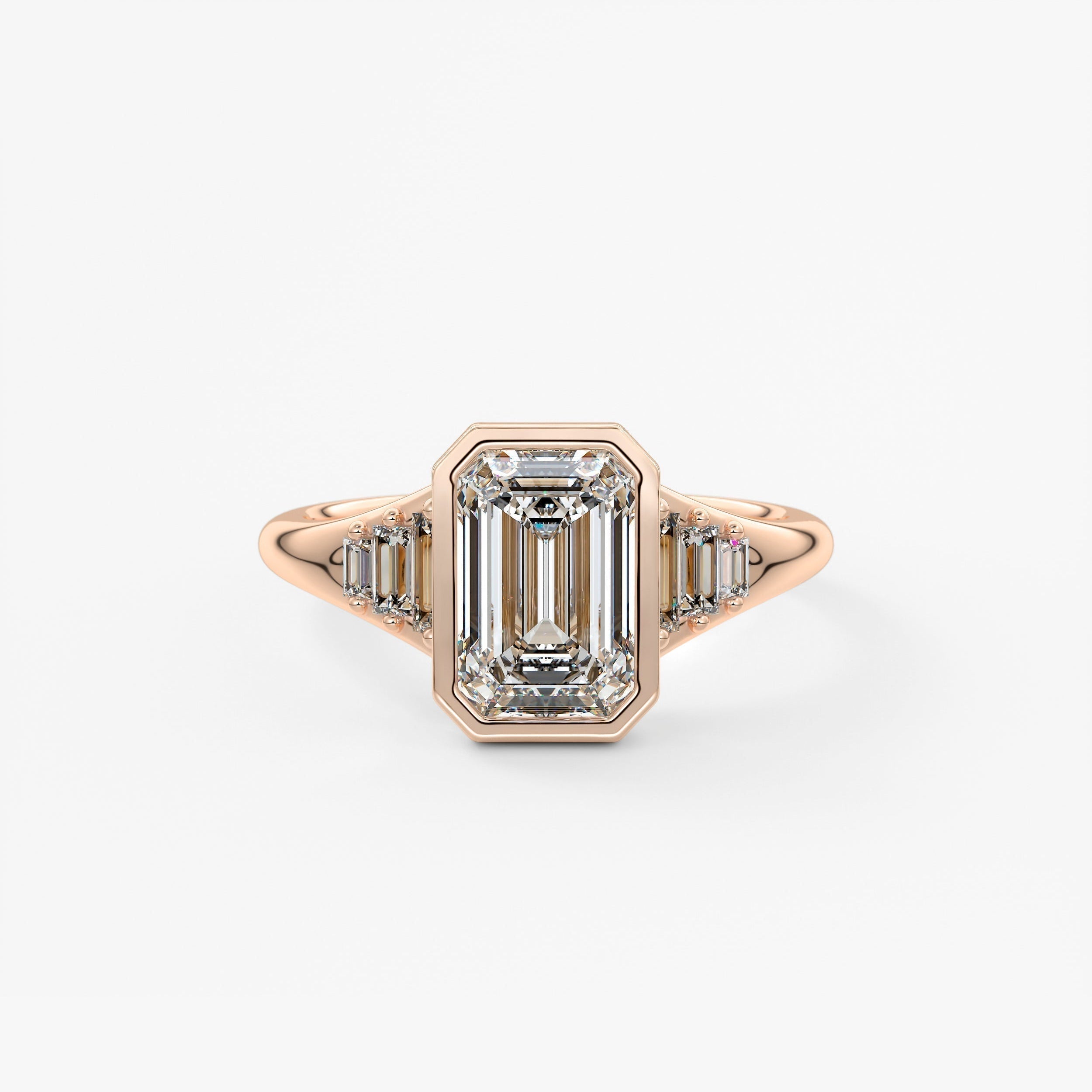 Emerald Cluster Bezel Lab Grown Diamond Engagement Ring