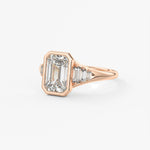 Emerald Cluster Bezel Lab Grown Diamond Engagement Ring