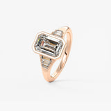 Emerald Cluster Bezel Lab Grown Diamond Engagement Ring