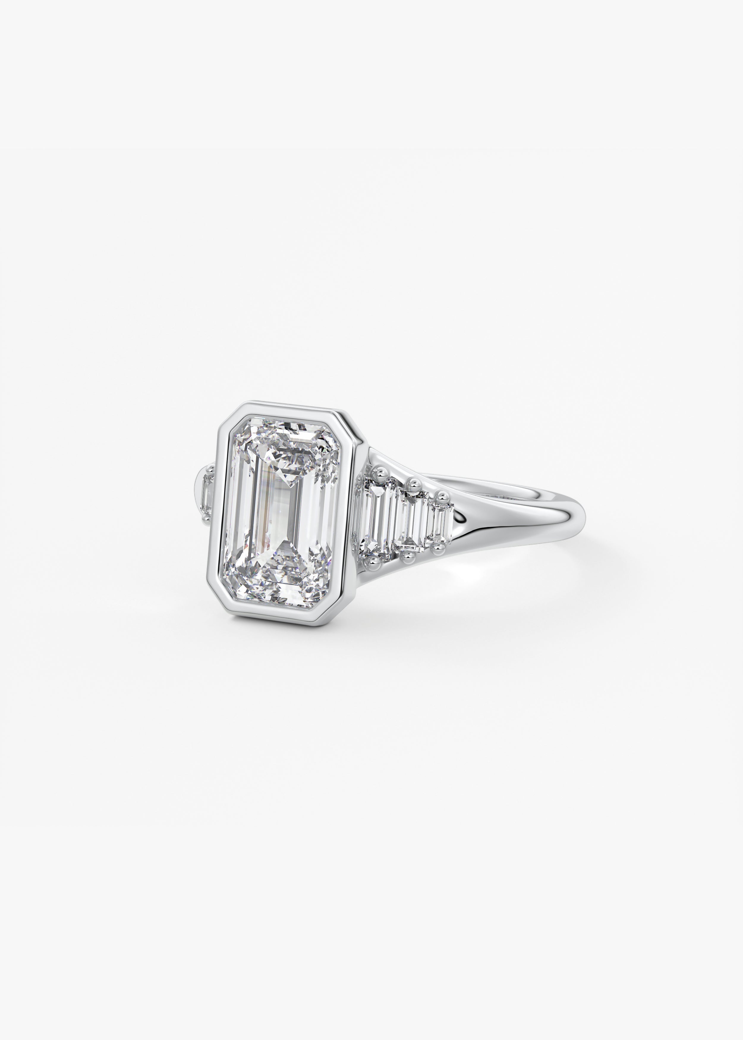 Emerald Cluster Bezel Lab Grown Diamond Engagement Ring