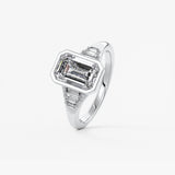 Emerald Cluster Bezel Lab Grown Diamond Engagement Ring