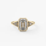 Emerald Cluster Bezel Lab Grown Diamond Engagement Ring
