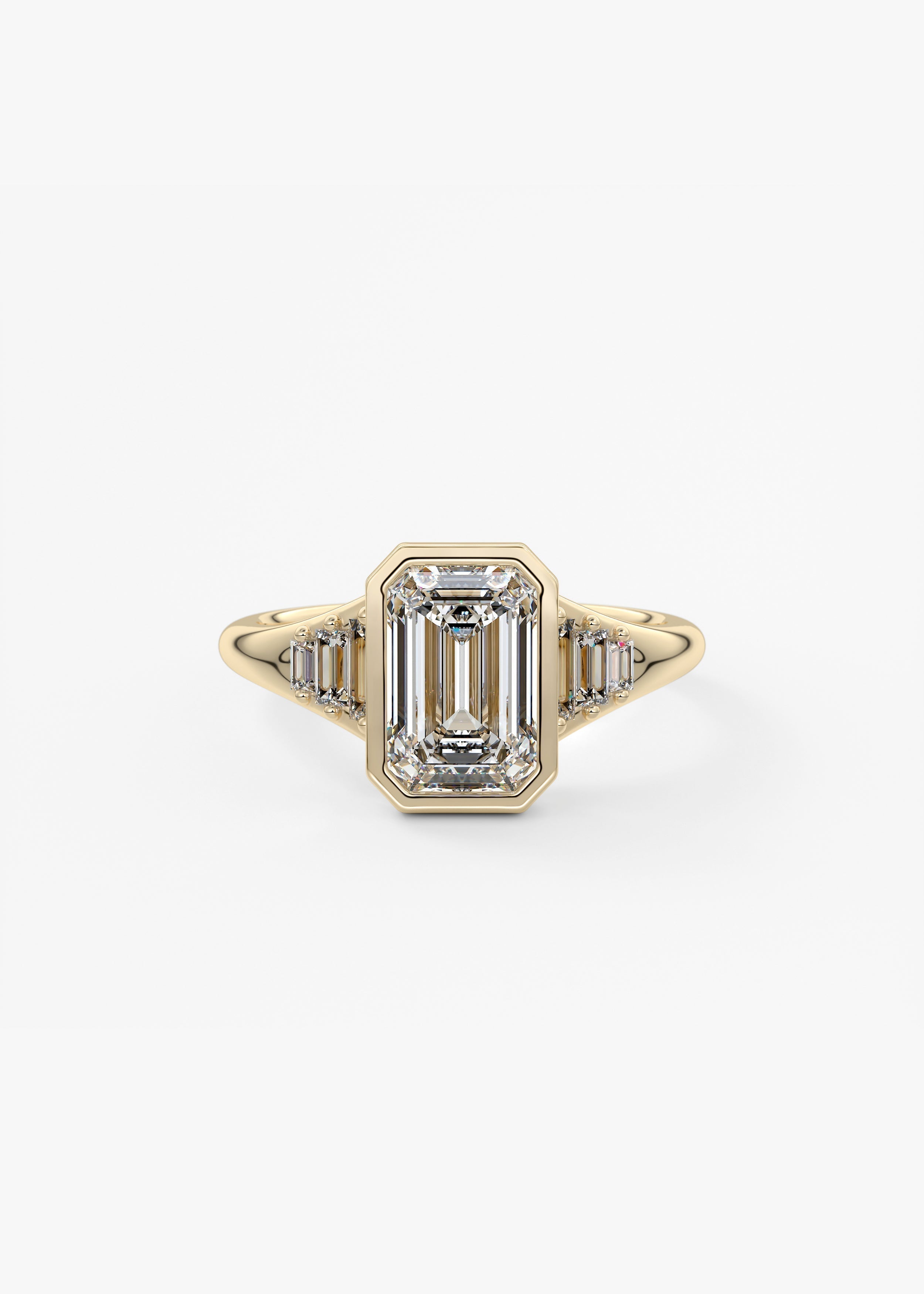 Emerald Cluster Bezel Lab Grown Diamond Engagement Ring