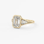 Emerald Cluster Bezel Lab Grown Diamond Engagement Ring