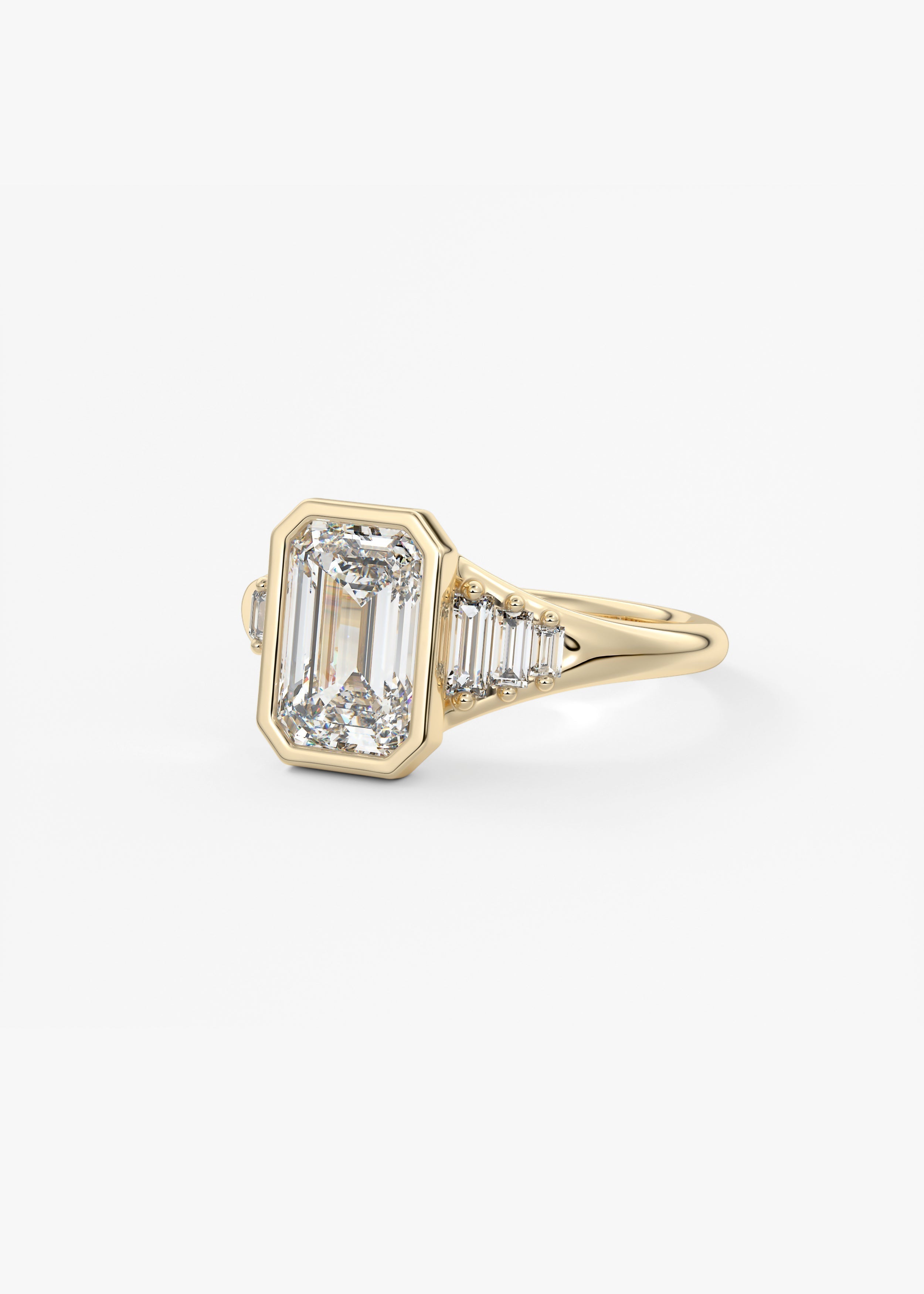 Emerald Cluster Bezel Lab Grown Diamond Engagement Ring
