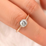 Stunning 0.75 CT Round Moissanite Engagement Ring With Bezel Design 7