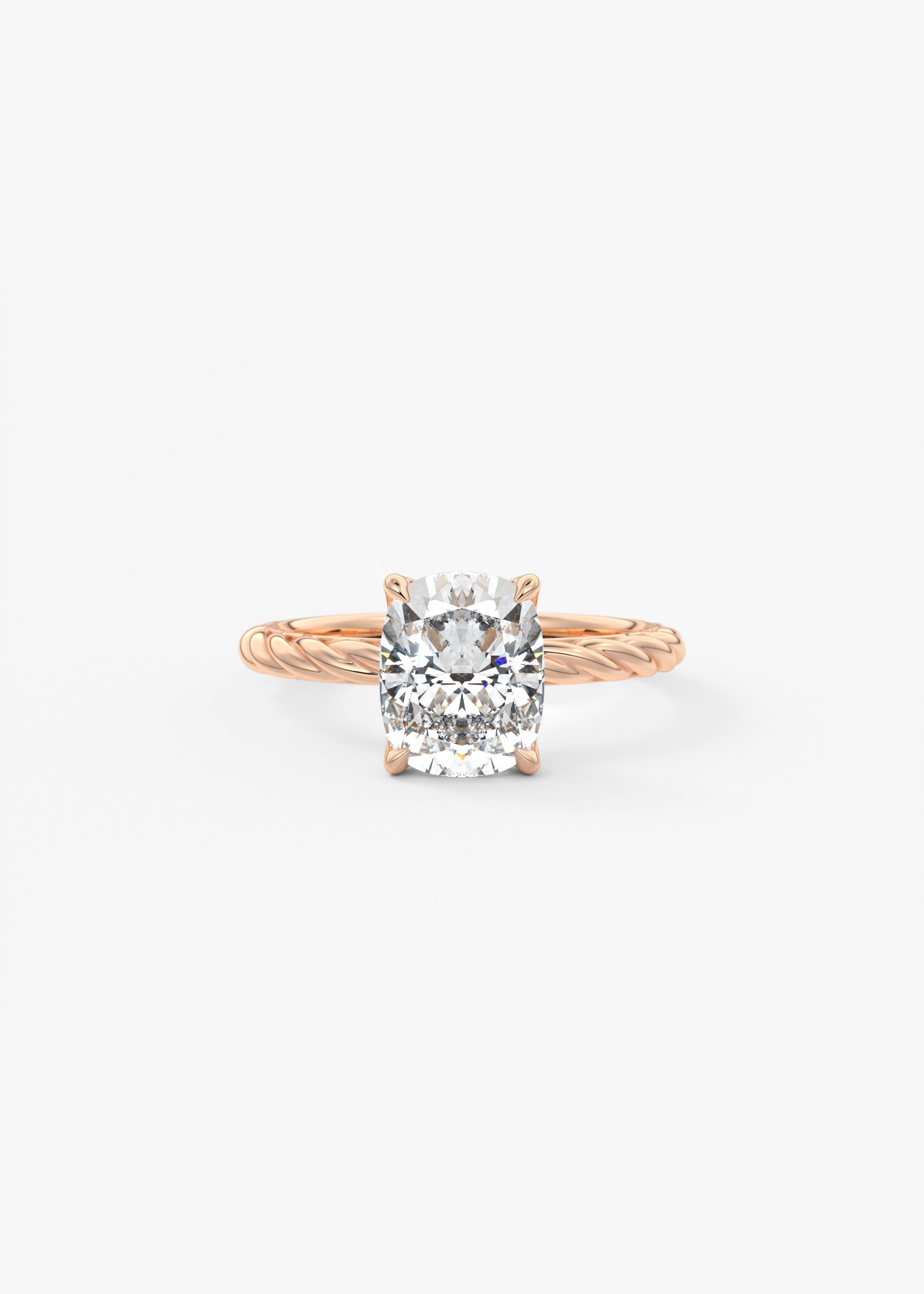 Elongated Cushion Twisted Multi Stones Lab Grown Diamond Engagement Ring