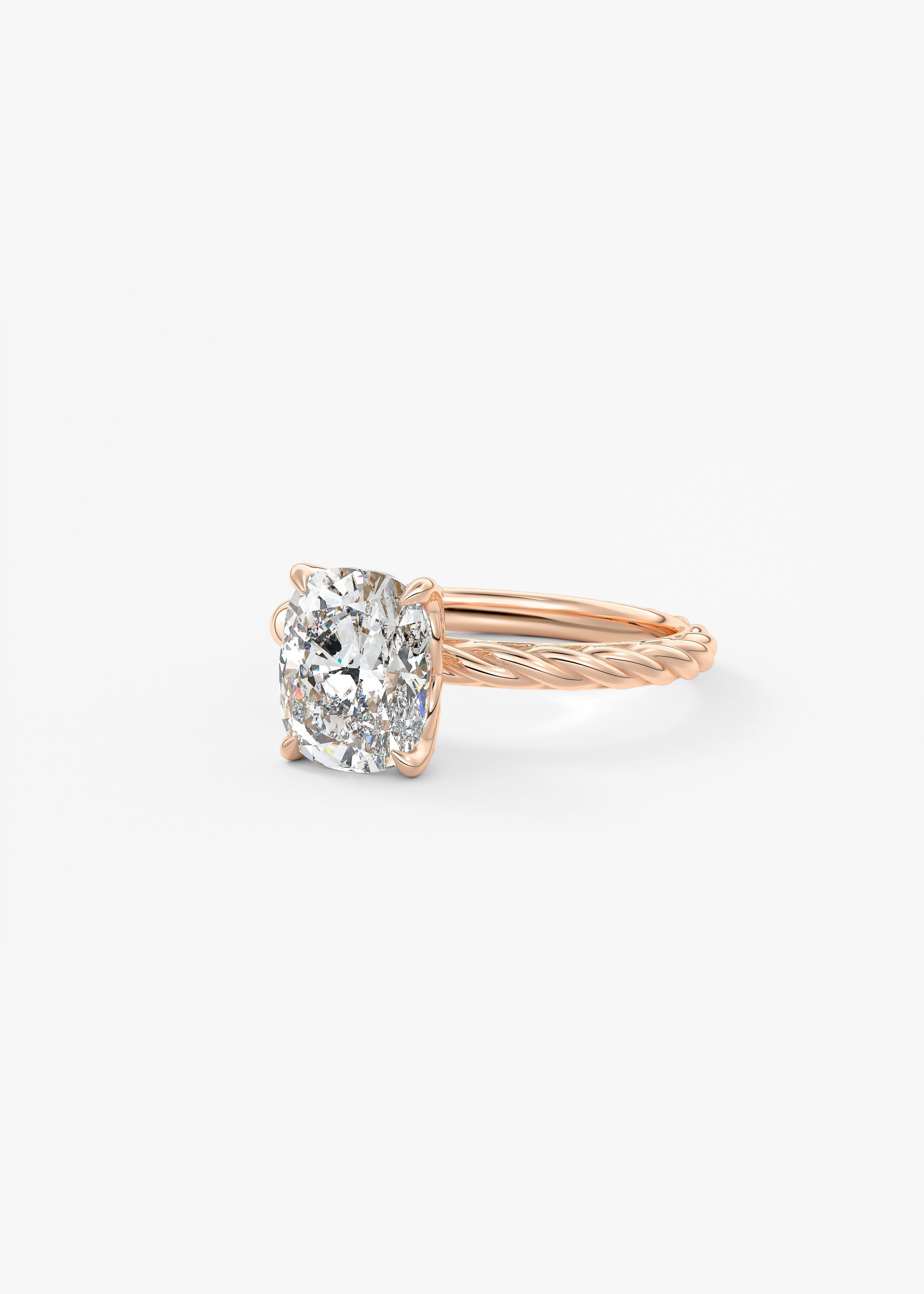 Elongated Cushion Twisted Multi Stones Lab Grown Diamond Engagement Ring