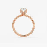 Elongated Cushion Twisted Multi Stones Lab Grown Diamond Engagement Ring
