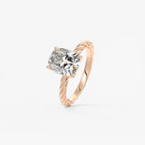 Elongated Cushion Twisted Multi Stones Lab Grown Diamond Engagement Ring