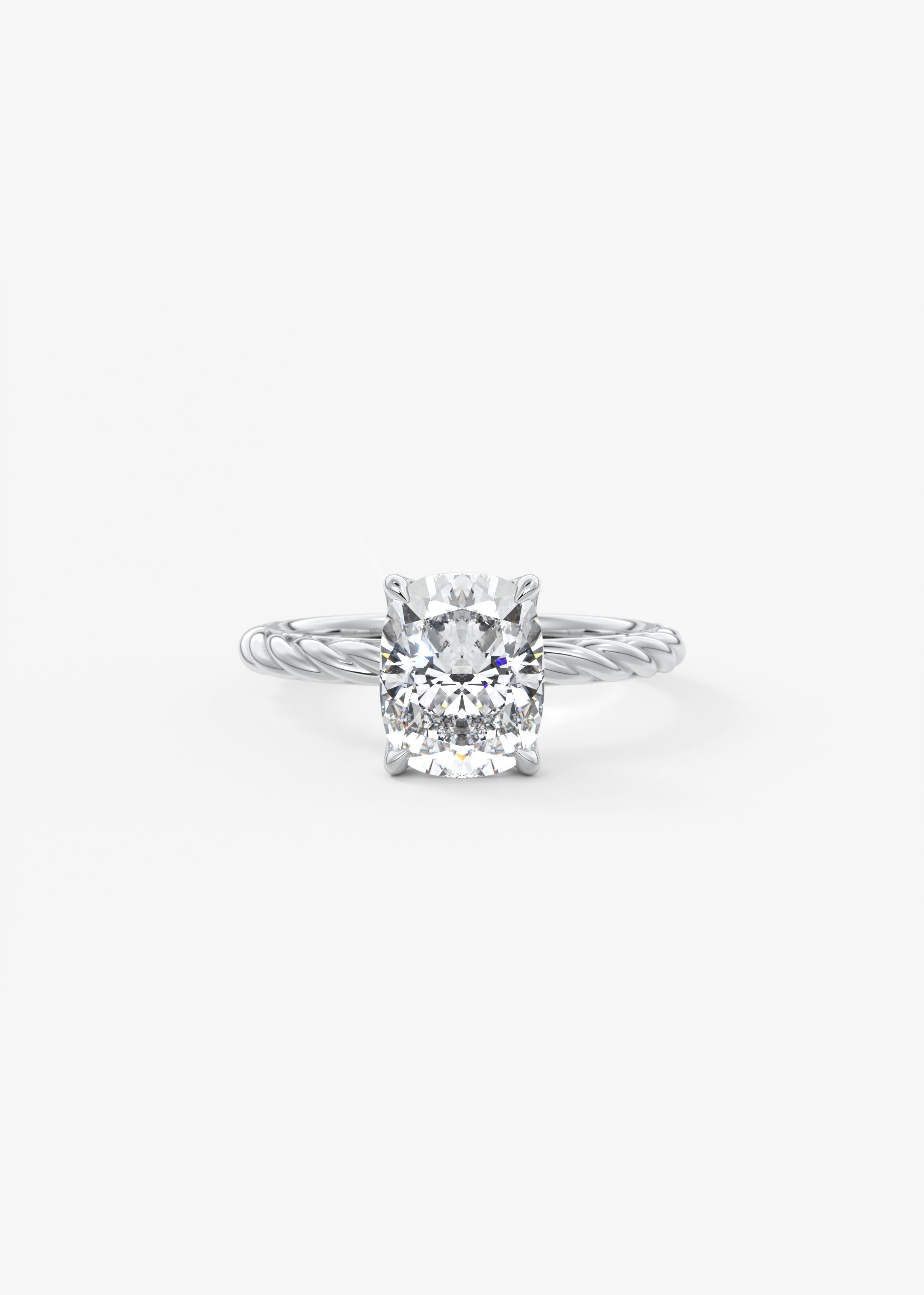 Elongated Cushion Twisted Multi Stones Lab Grown Diamond Engagement Ring