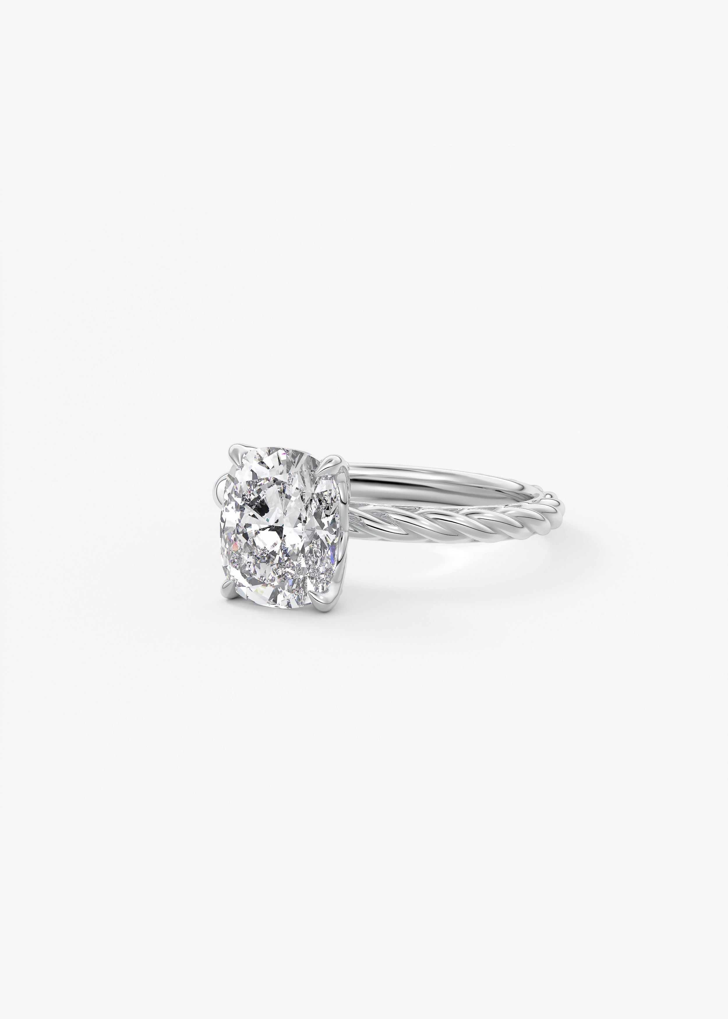 Elongated Cushion Twisted Multi Stones Lab Grown Diamond Engagement Ring