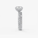 Elongated Cushion Twisted Multi Stones Lab Grown Diamond Engagement Ring