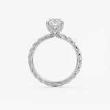 Elongated Cushion Twisted Multi Stones Lab Grown Diamond Engagement Ring