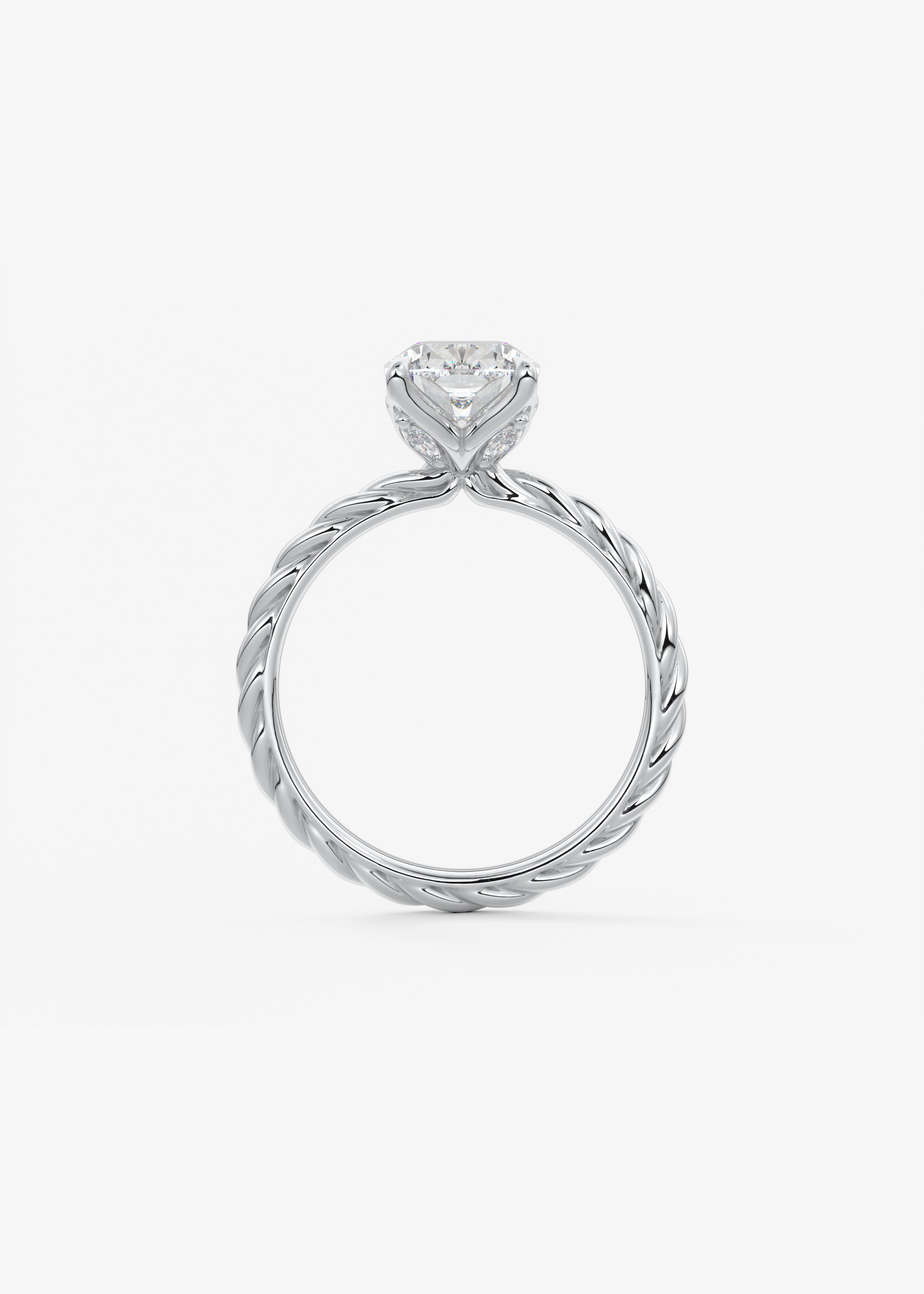 Elongated Cushion Twisted Multi Stones Lab Grown Diamond Engagement Ring