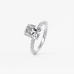 Elongated Cushion Twisted Multi Stones Lab Grown Diamond Engagement Ring